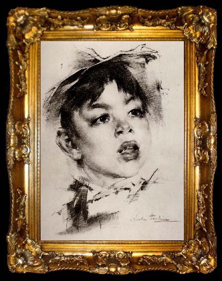 framed  Nikolay Fechin Head portrait of boy, ta009-2